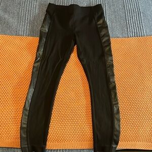 Black ponte and faux leather leggings